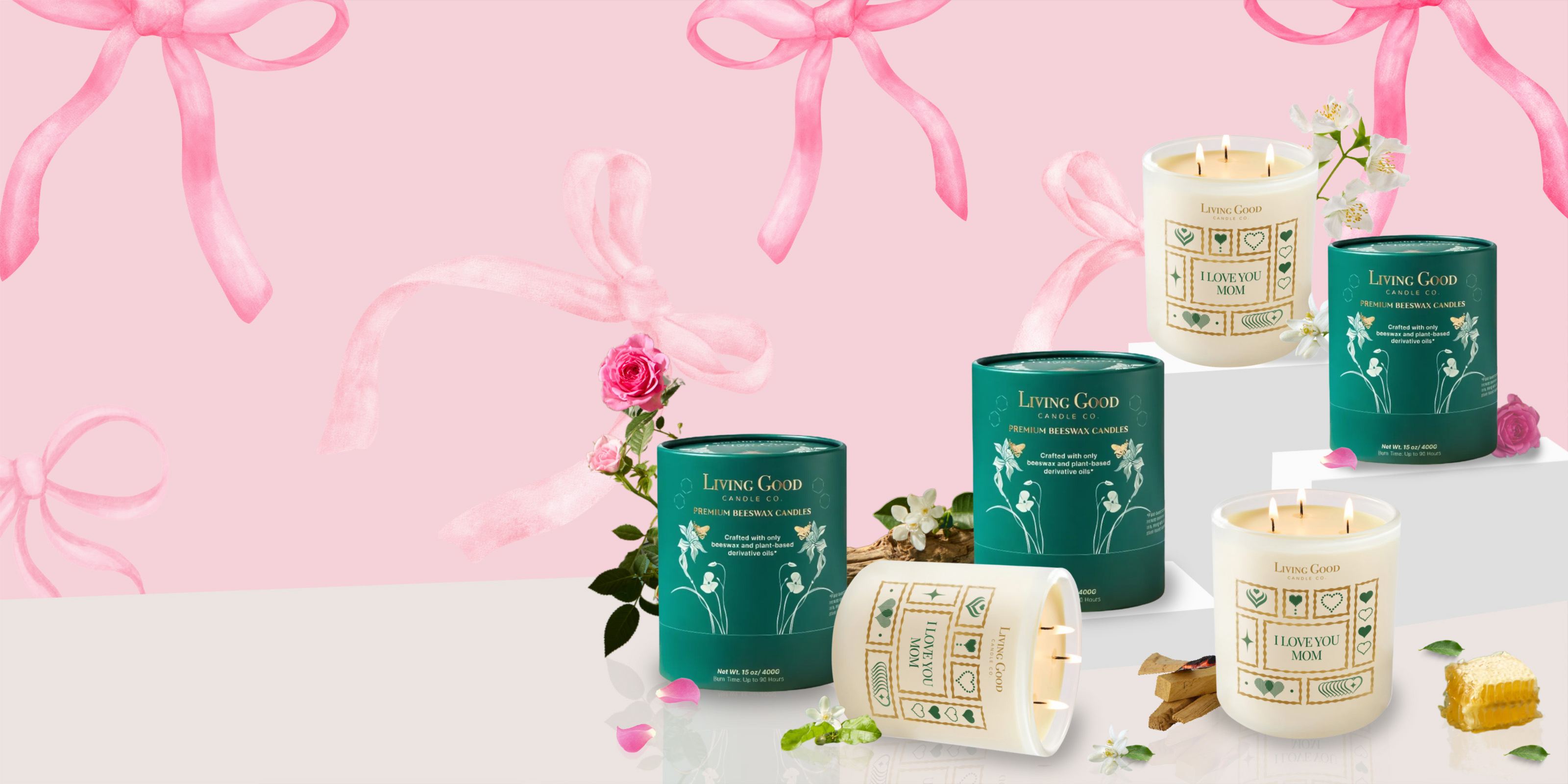 Hand-poured I Love You Mom beeswax candle offering clean, long-lasting fragrance.