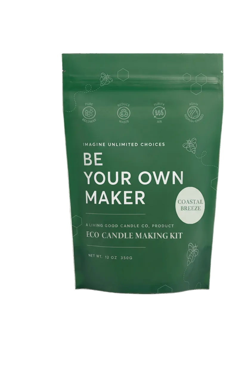 Living Good Candle Co's Eco Candle Making Kit. Now in the best selling Coastal Breeze Scent. Ocean freshness