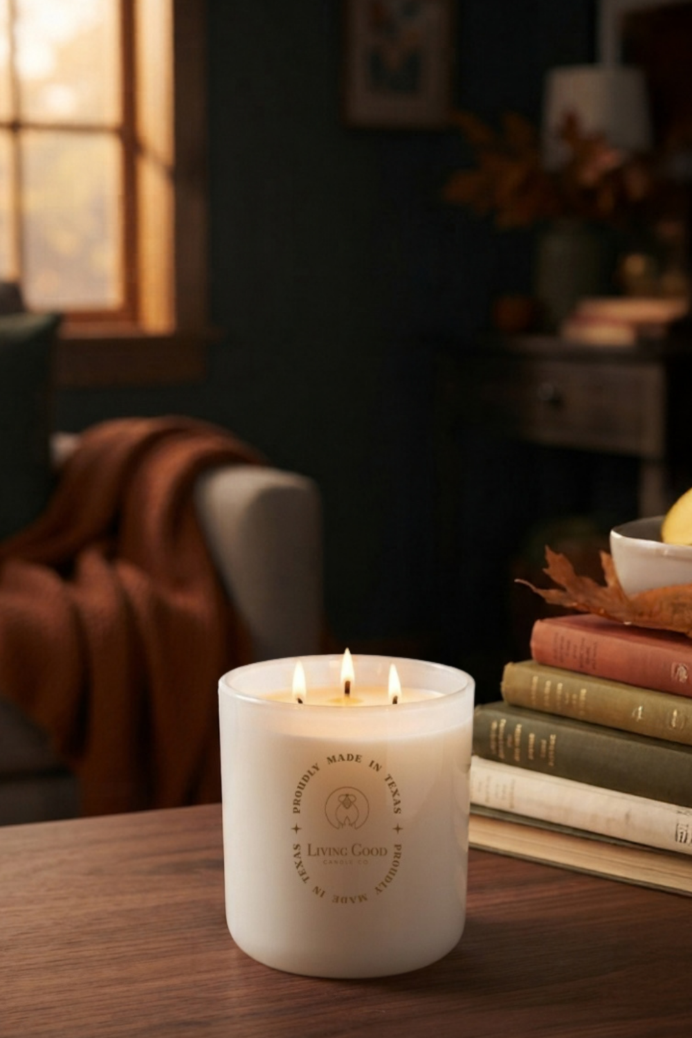 Living Good Candle Co. scented beeswax candle made with plant based oils