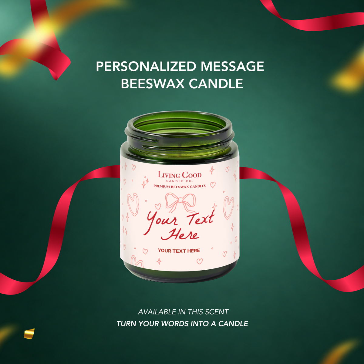 Personalized Message beeswax candle option available in Into the Forest with a customizable gift label.