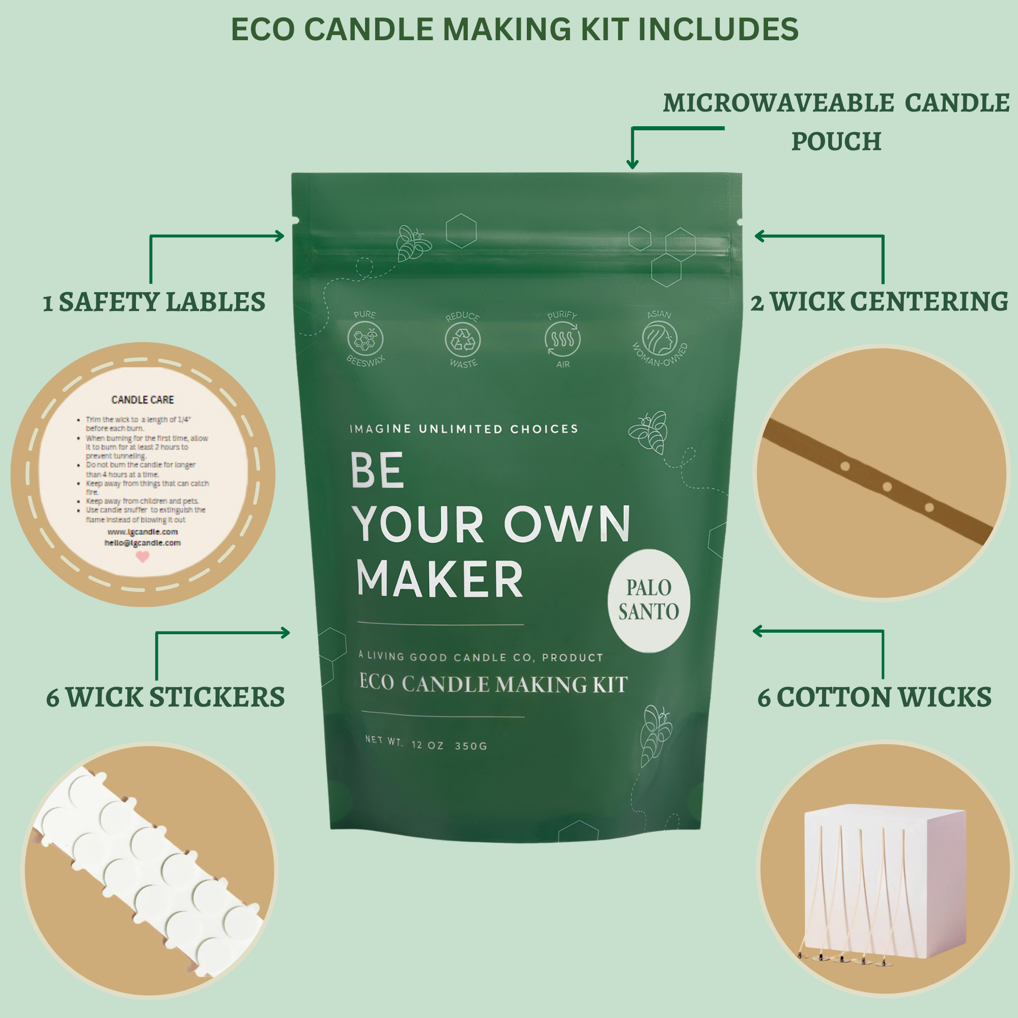 15 oz Tranquility + 12 oz Palo Santo Eco Candle Making Kit