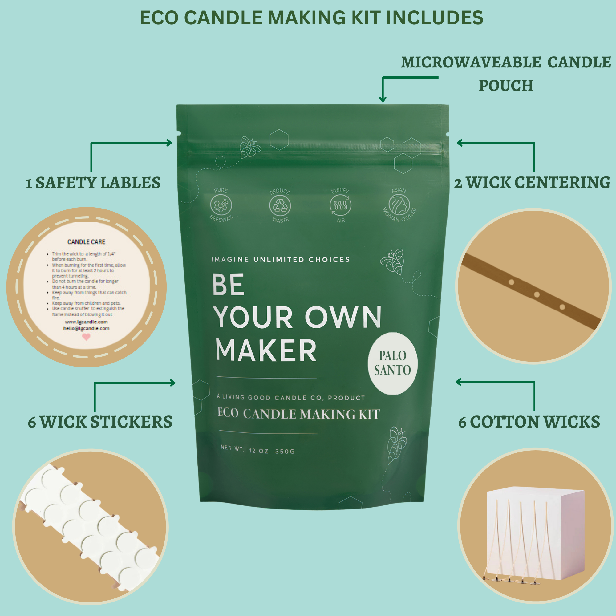 15 oz Coastal Breeze + 12 oz Palo Santo Eco Candle Making Kit